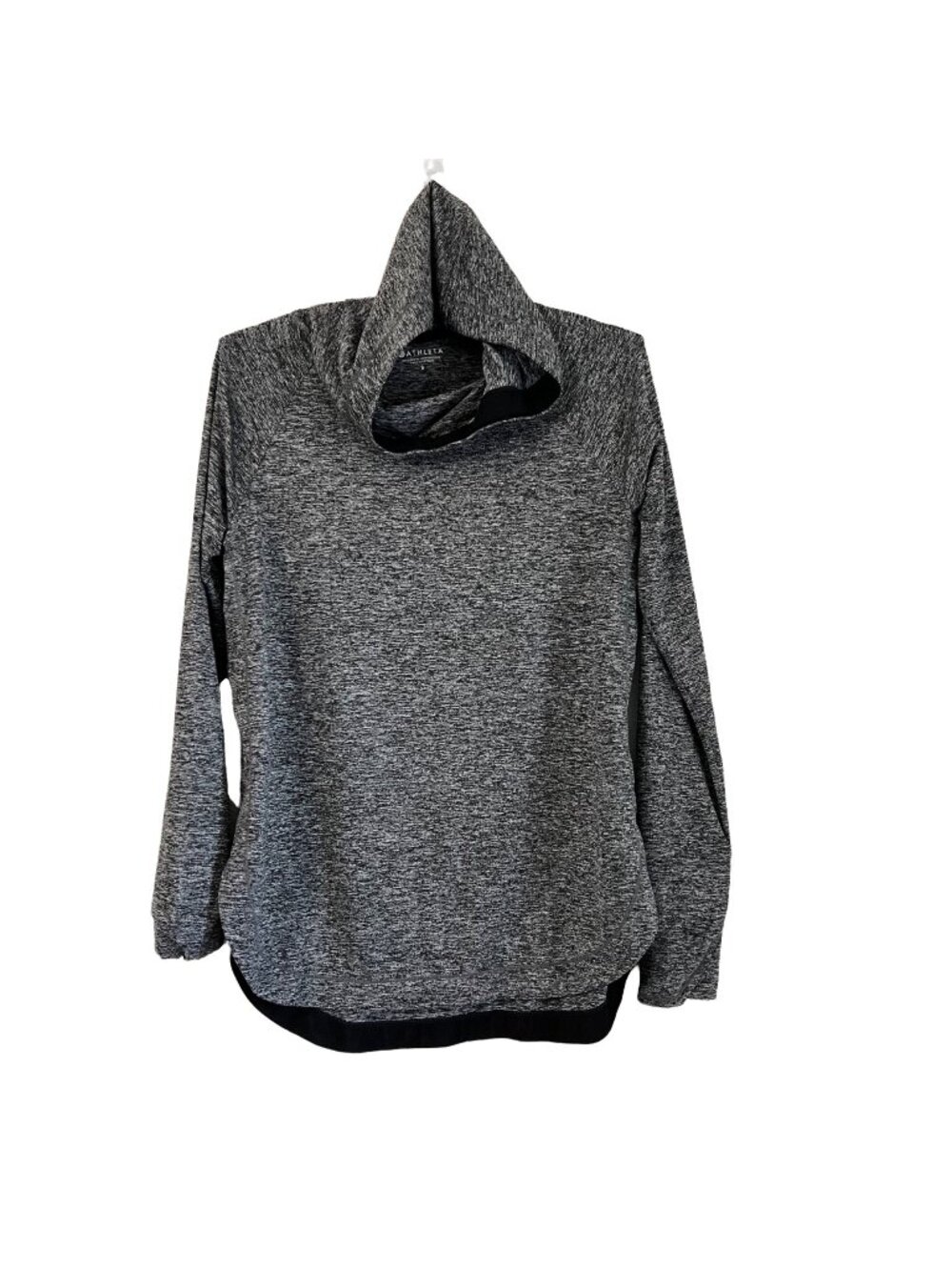 Athleta Womens Static Black Curved Hem Pullover Hoodie Sweater Size Small